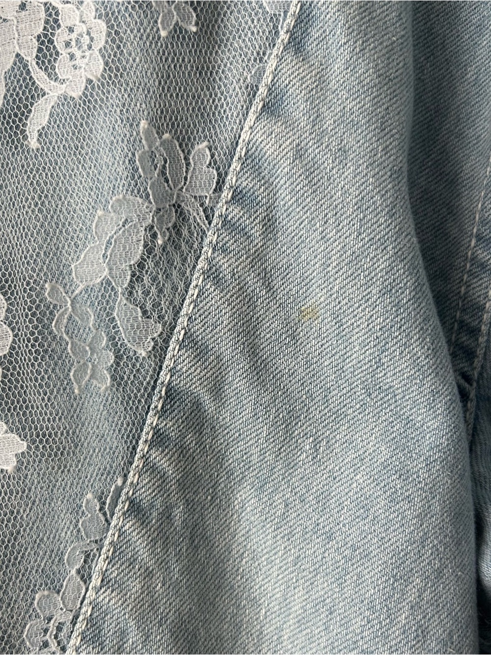 Vintage Coastal Cowgirl Western Pulse by Aero Denim Lace Jacket Blue White L - Picture 9 of 16